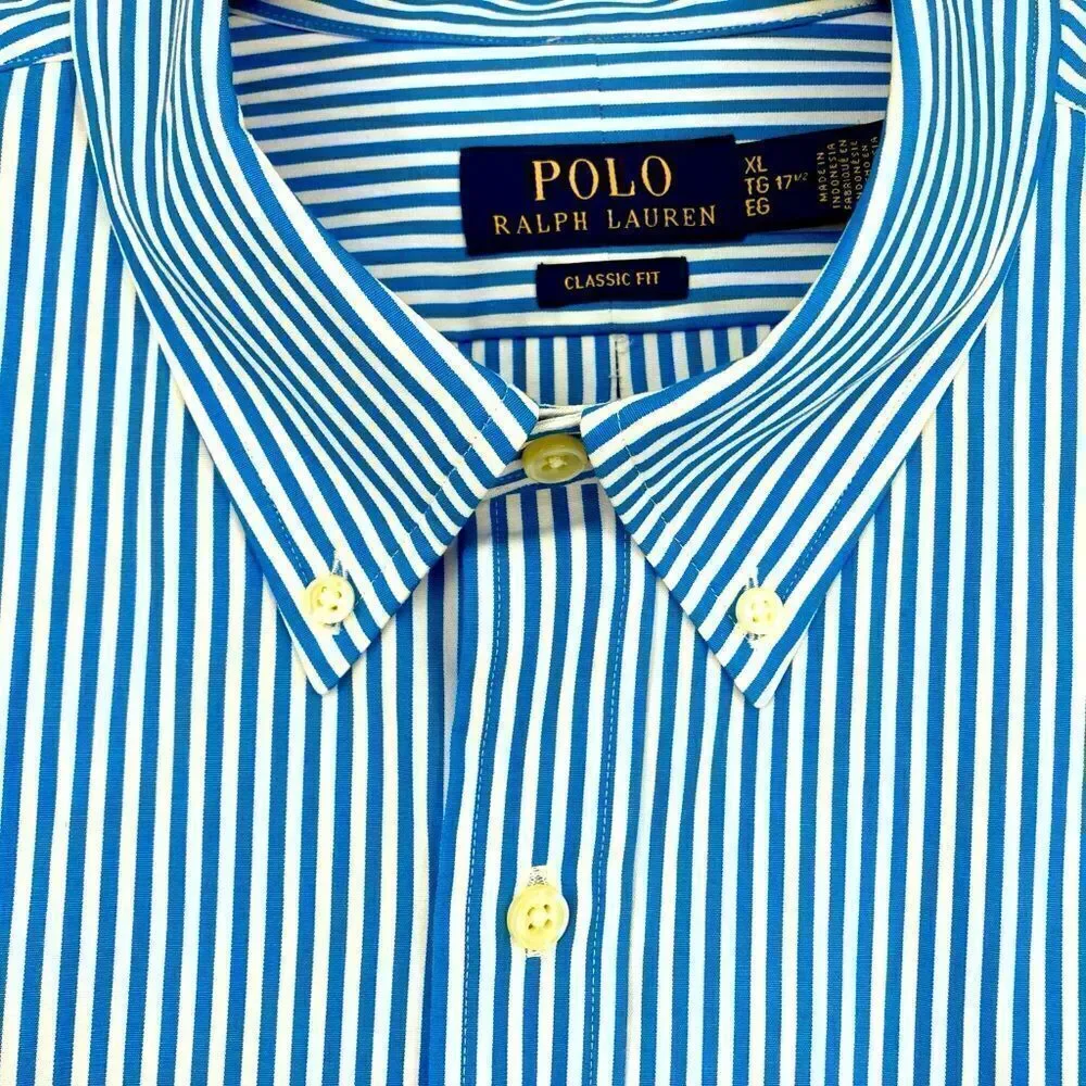 Polo Ralph Lauren US Open Tennis Staff Men’s Striped Shirt SZ 171/2-XL Like New